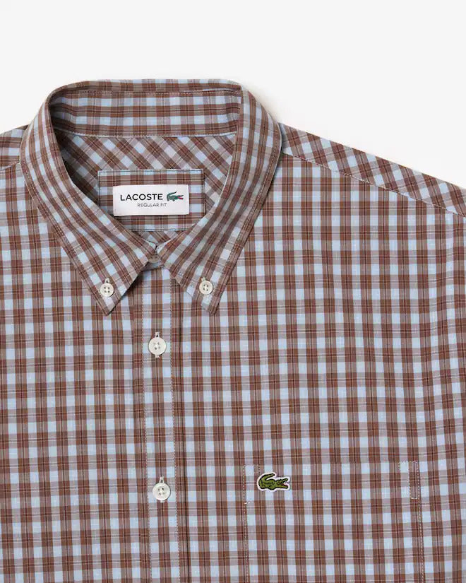 Lacoste Men's Regular Fit Plaid Poplin Shirt