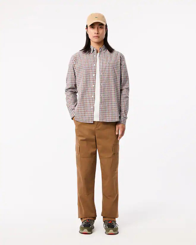Lacoste Men's Regular Fit Plaid Poplin Shirt