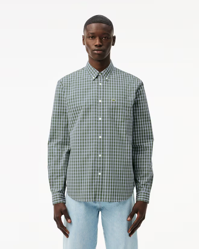 Lacoste Men's Regular Fit Plaid Poplin Shirt