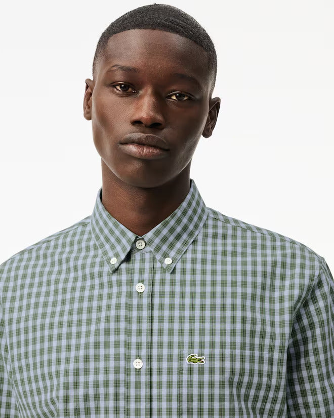 Lacoste Men's Regular Fit Plaid Poplin Shirt