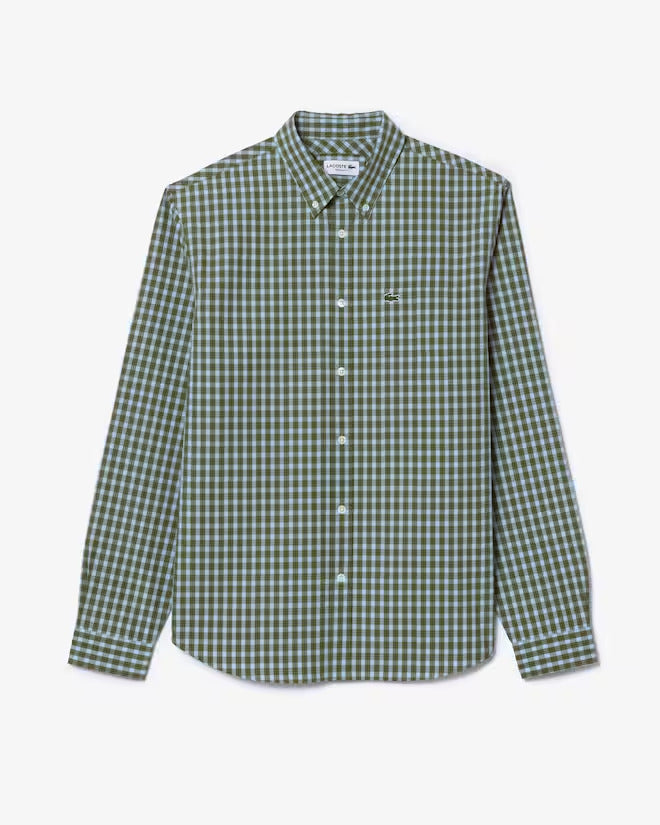Lacoste Men's Regular Fit Plaid Poplin Shirt