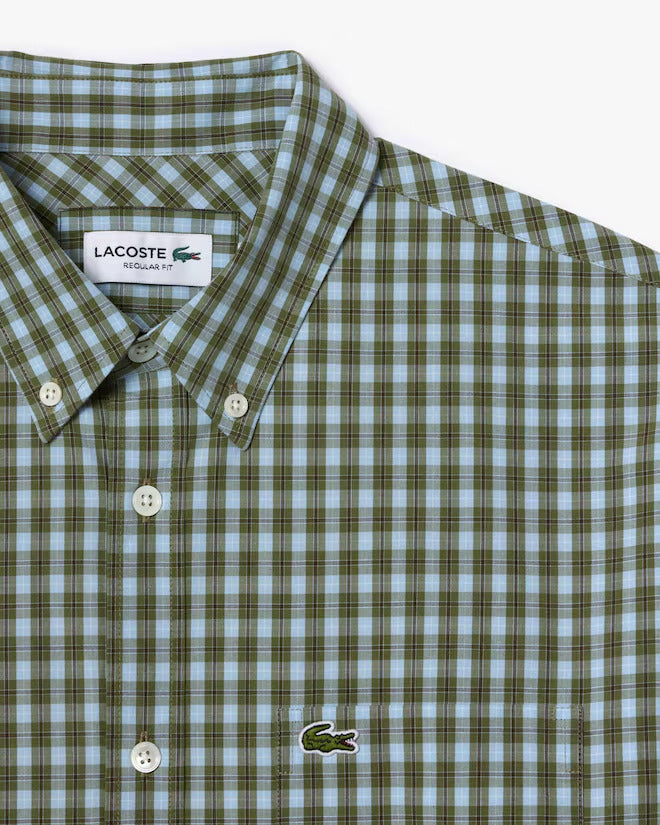 Lacoste Men's Regular Fit Plaid Poplin Shirt
