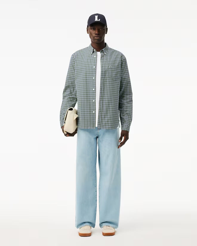 Lacoste Men's Regular Fit Plaid Poplin Shirt