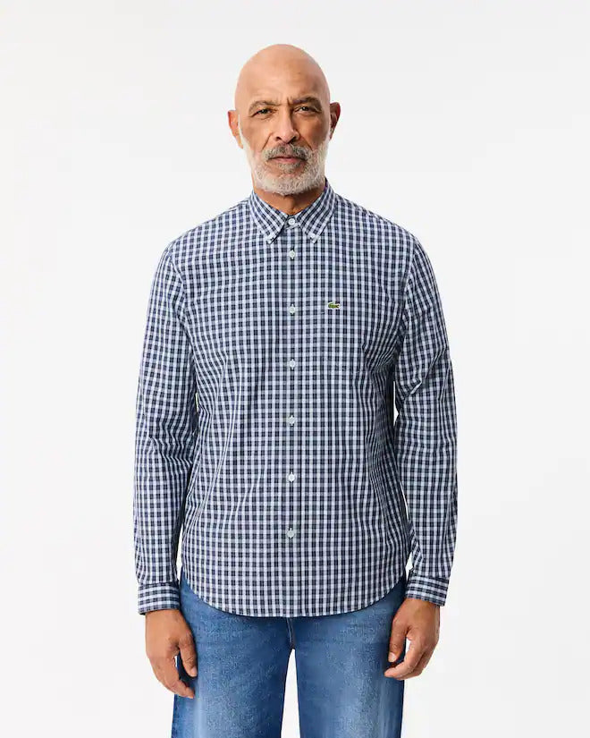 Lacoste Men's Regular Fit Plaid Poplin Shirt