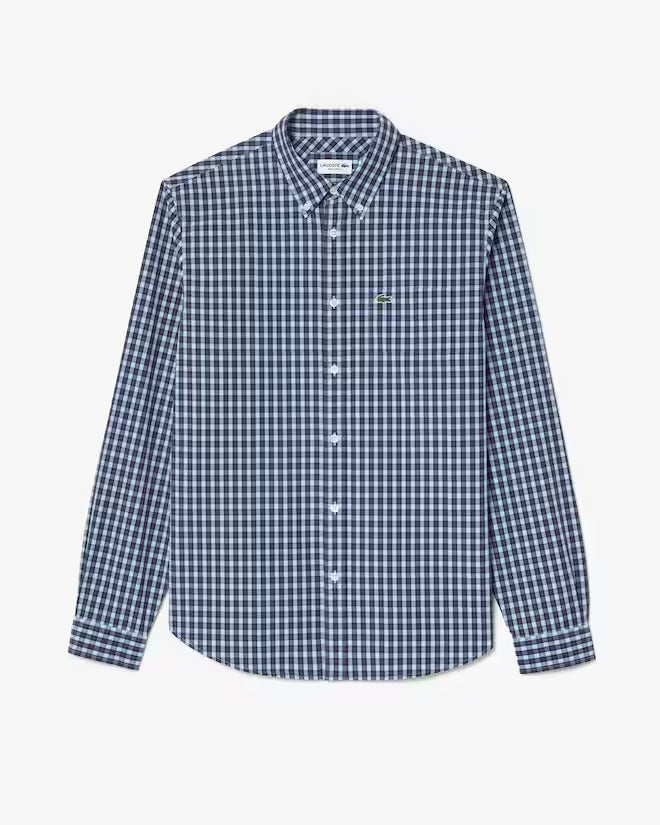Lacoste Men's Regular Fit Plaid Poplin Shirt
