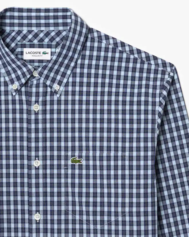Lacoste Men's Regular Fit Plaid Poplin Shirt