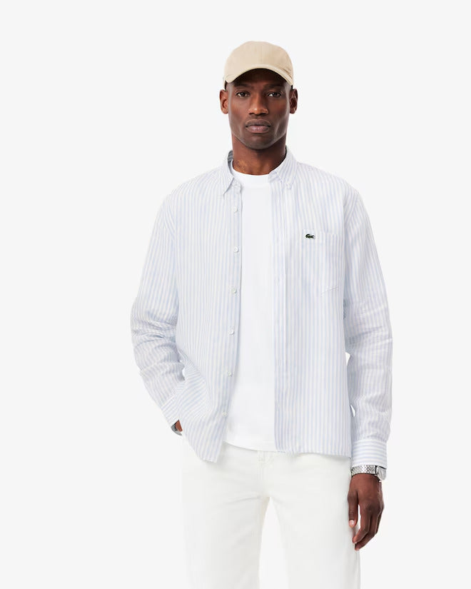 Lacoste Men's Regular Fit Striped Linen Shirt