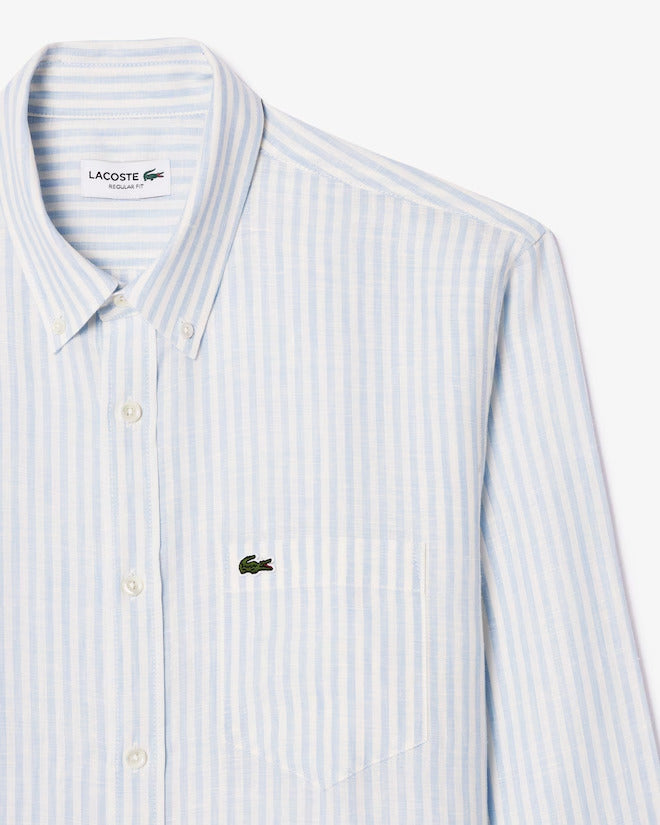 Lacoste Men's Regular Fit Striped Linen Shirt