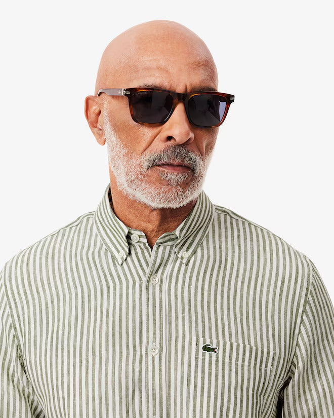 Lacoste Men's Regular Fit Striped Linen Shirt