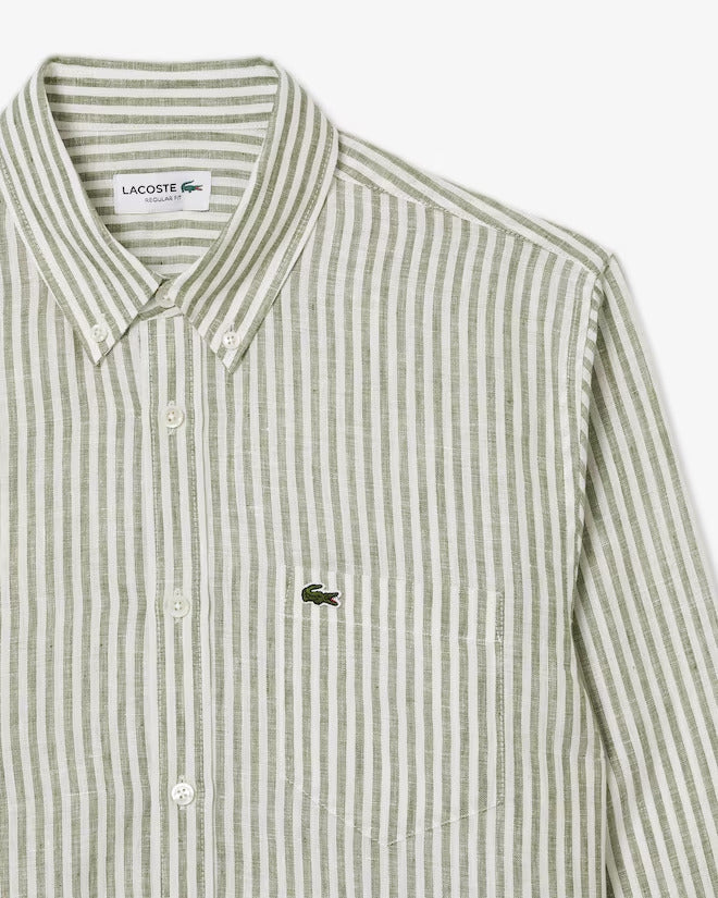 Lacoste Men's Regular Fit Striped Linen Shirt