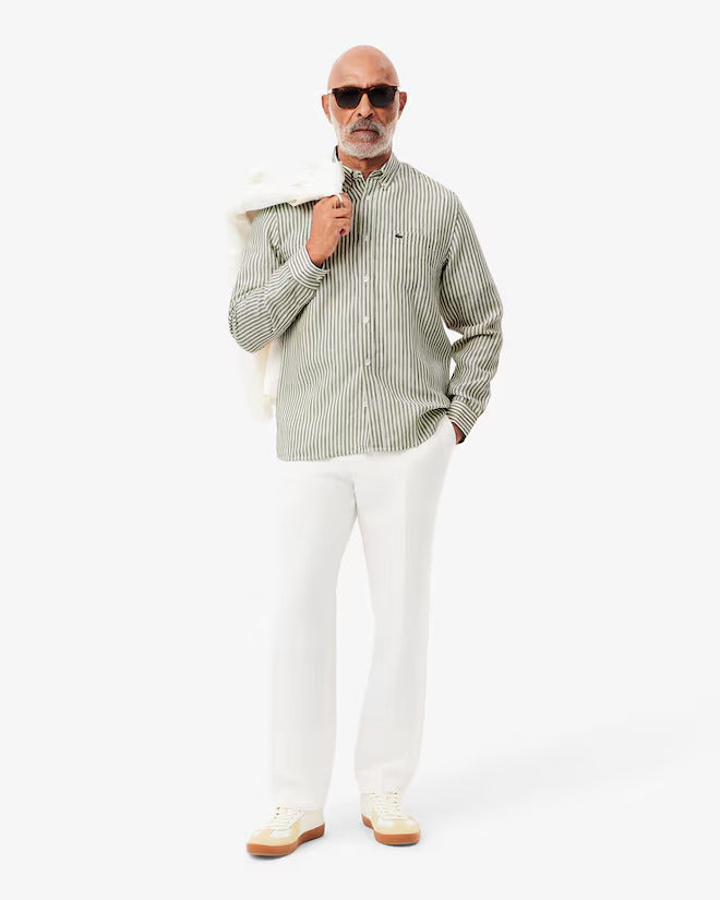 Lacoste Men's Regular Fit Striped Linen Shirt