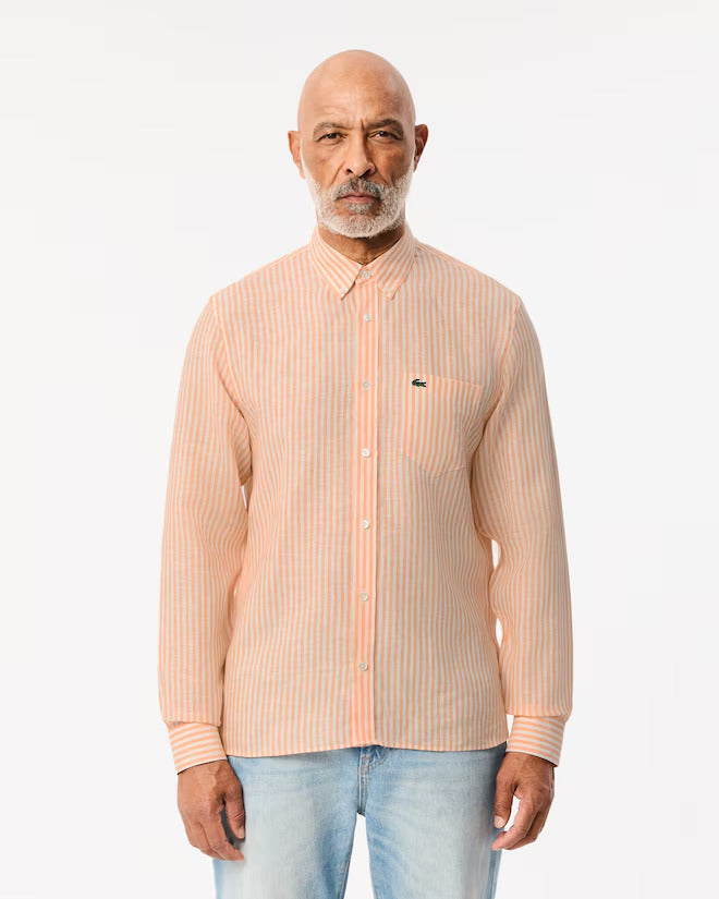 Lacoste Men's Regular Fit Striped Linen Shirt