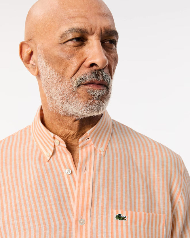 Lacoste Men's Regular Fit Striped Linen Shirt