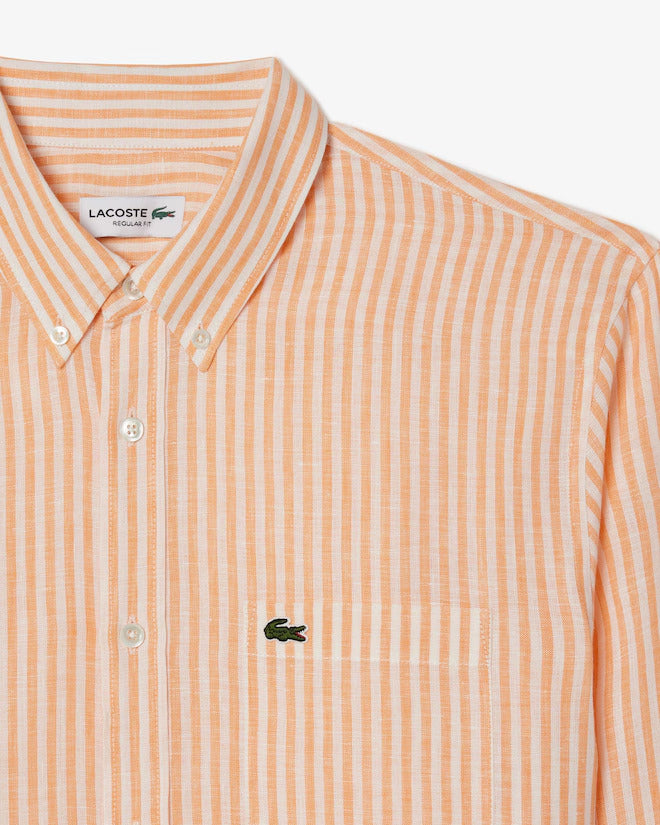 Lacoste Men's Regular Fit Striped Linen Shirt