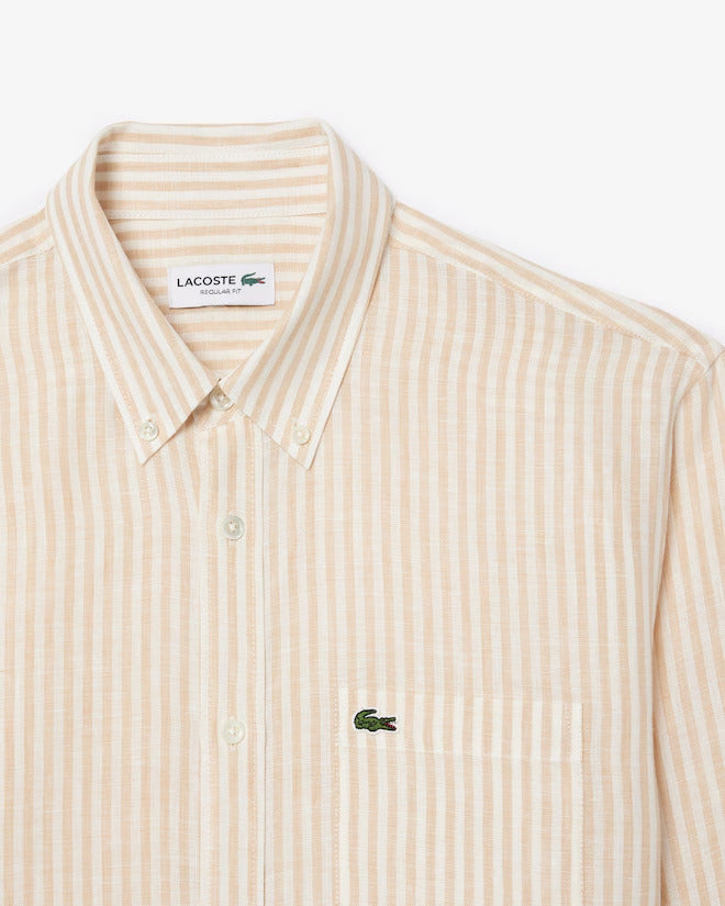 Lacoste Men's Regular Fit Striped Linen Shirt