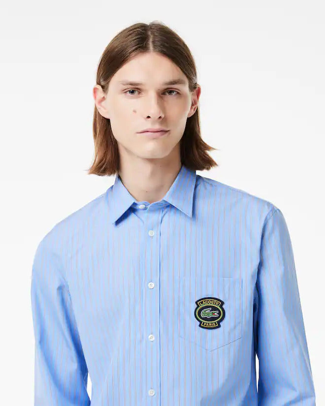 Lacoste Men's Regular Fit Badge Accent Striped Shirt