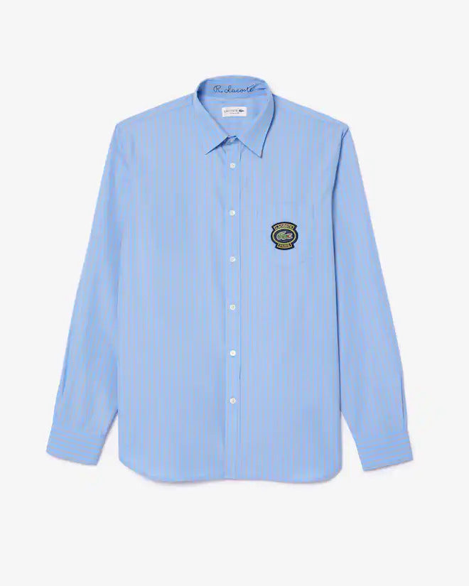 Lacoste Men's Regular Fit Badge Accent Striped Shirt