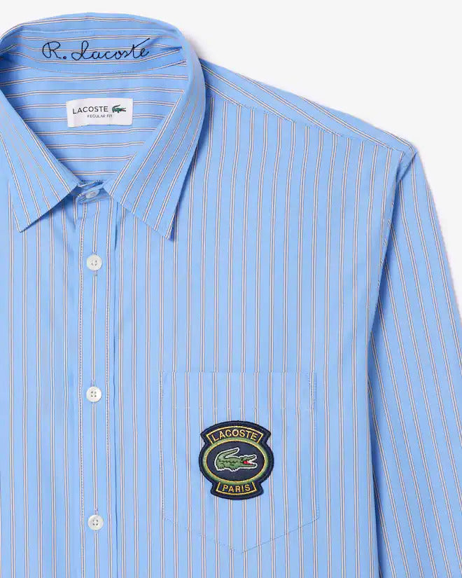 Lacoste Men's Regular Fit Badge Accent Striped Shirt