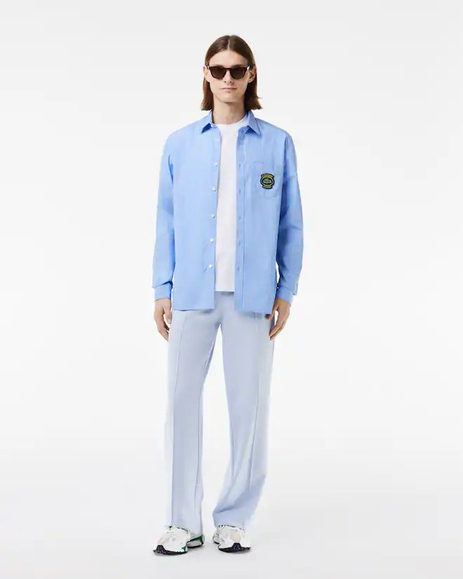 Lacoste Men's Regular Fit Badge Accent Striped Shirt