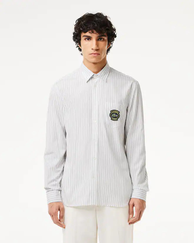 Lacoste Men's Regular Fit Badge Accent Striped Shirt