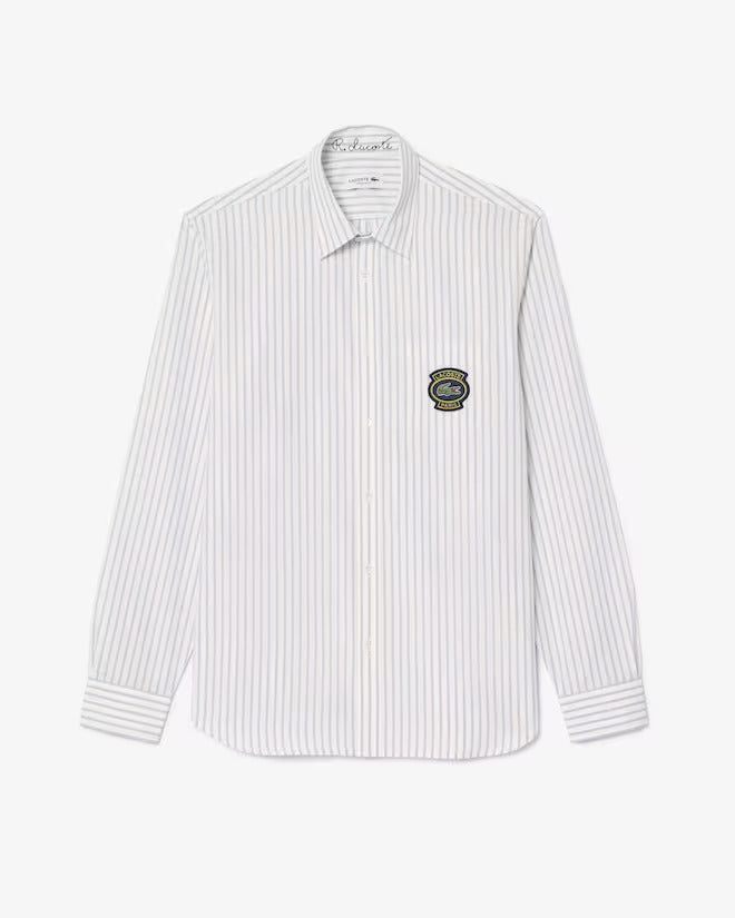 Lacoste Men's Regular Fit Badge Accent Striped Shirt