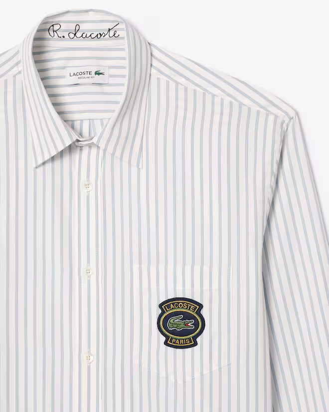 Lacoste Men's Regular Fit Badge Accent Striped Shirt
