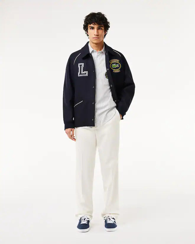 Lacoste Men's Regular Fit Badge Accent Striped Shirt