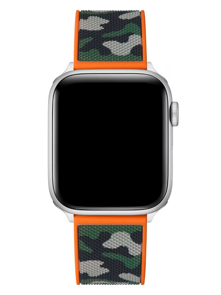 Guess Camo and Orange Silicone 42-45 mm Band for Apple Watch®