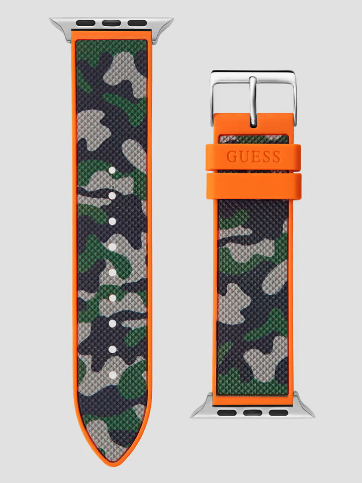 Guess Camo and Orange Silicone 42-45 mm Band for Apple Watch®