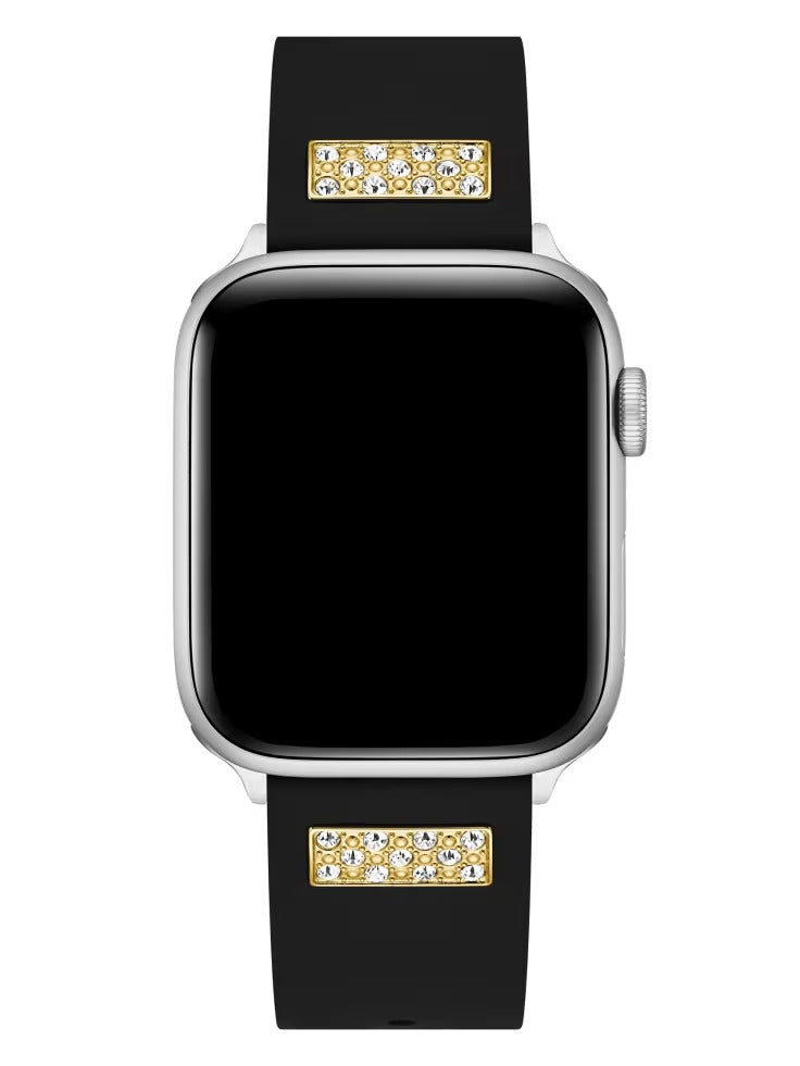 Guess Rhinestone Black Silicone 42-45 mm Band for Apple Watch®