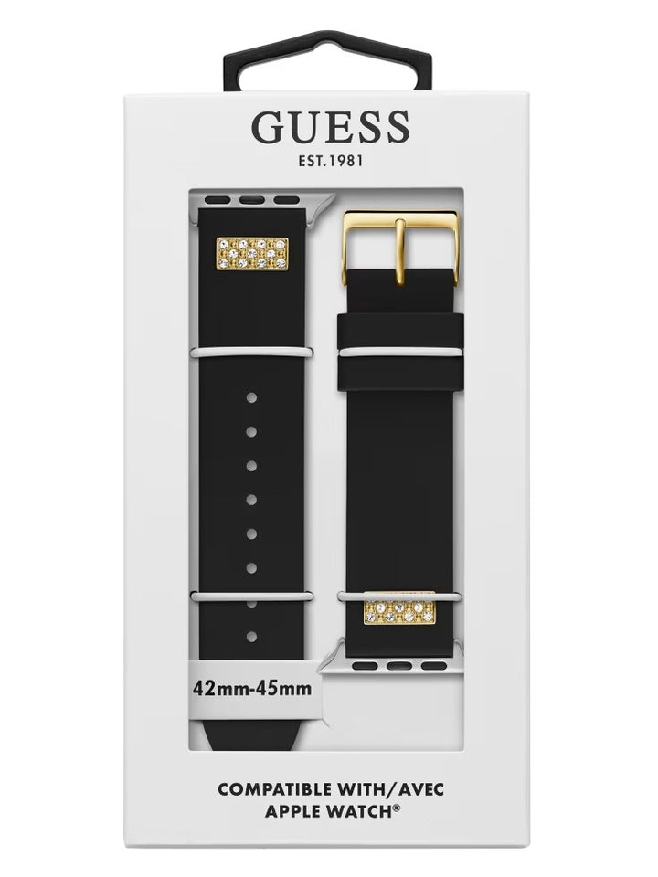 Guess Rhinestone Black Silicone 42-45 mm Band for Apple Watch®