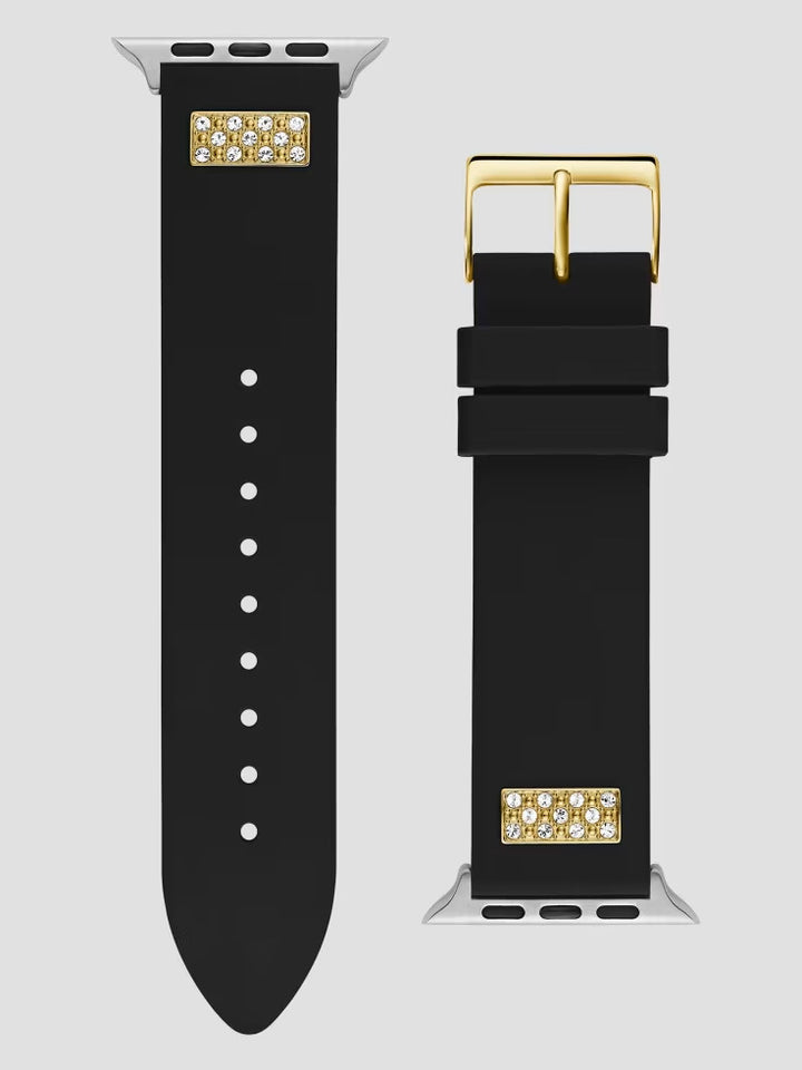 Guess Rhinestone Black Silicone 42-45 mm Band for Apple Watch®
