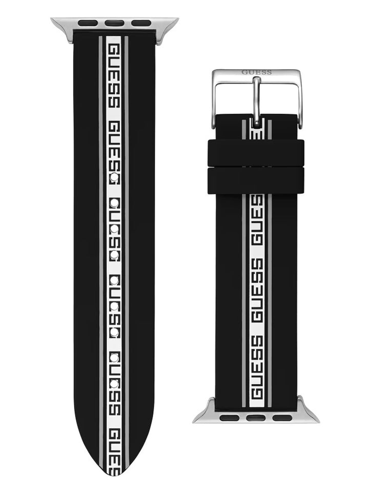 Guess Monogram Tape Black Silicone 42-44 mm Band for Apple Watch®