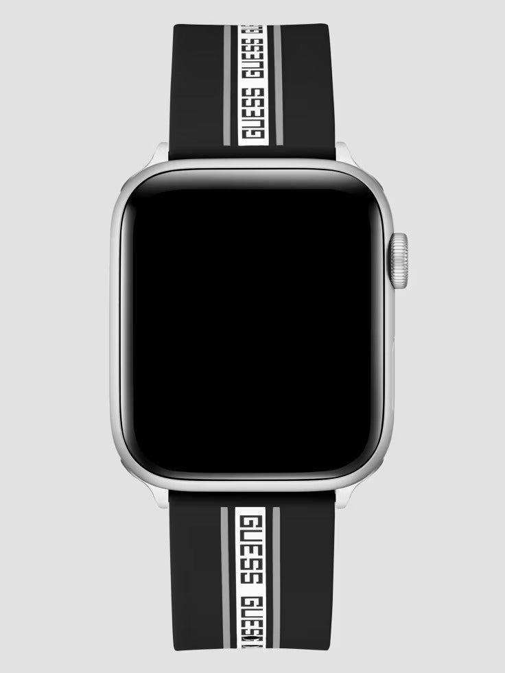 Guess Monogram Tape Black Silicone 42-44 mm Band for Apple Watch®