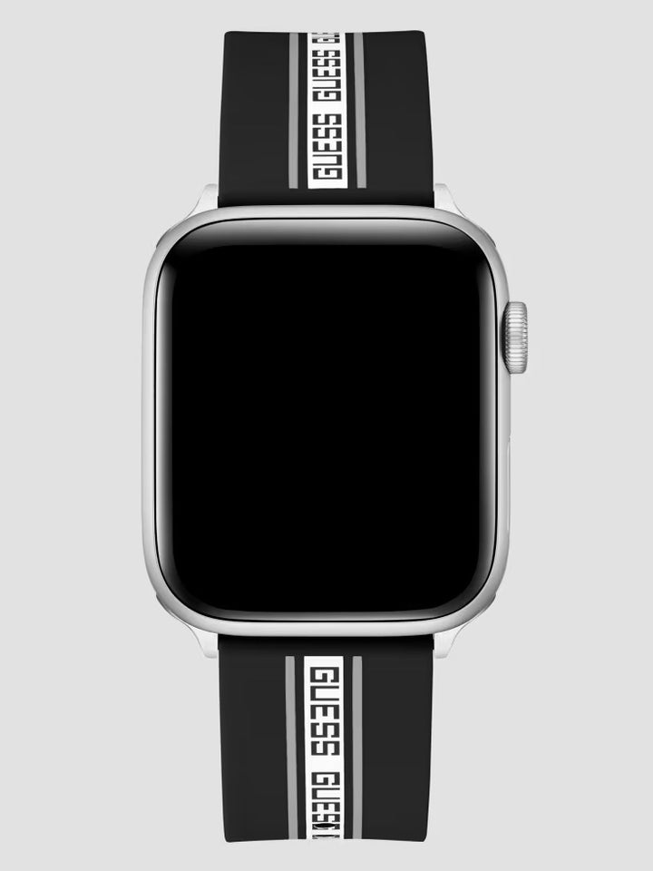 Guess Monogram Tape Black Silicone 42-44 mm Band for Apple Watch®