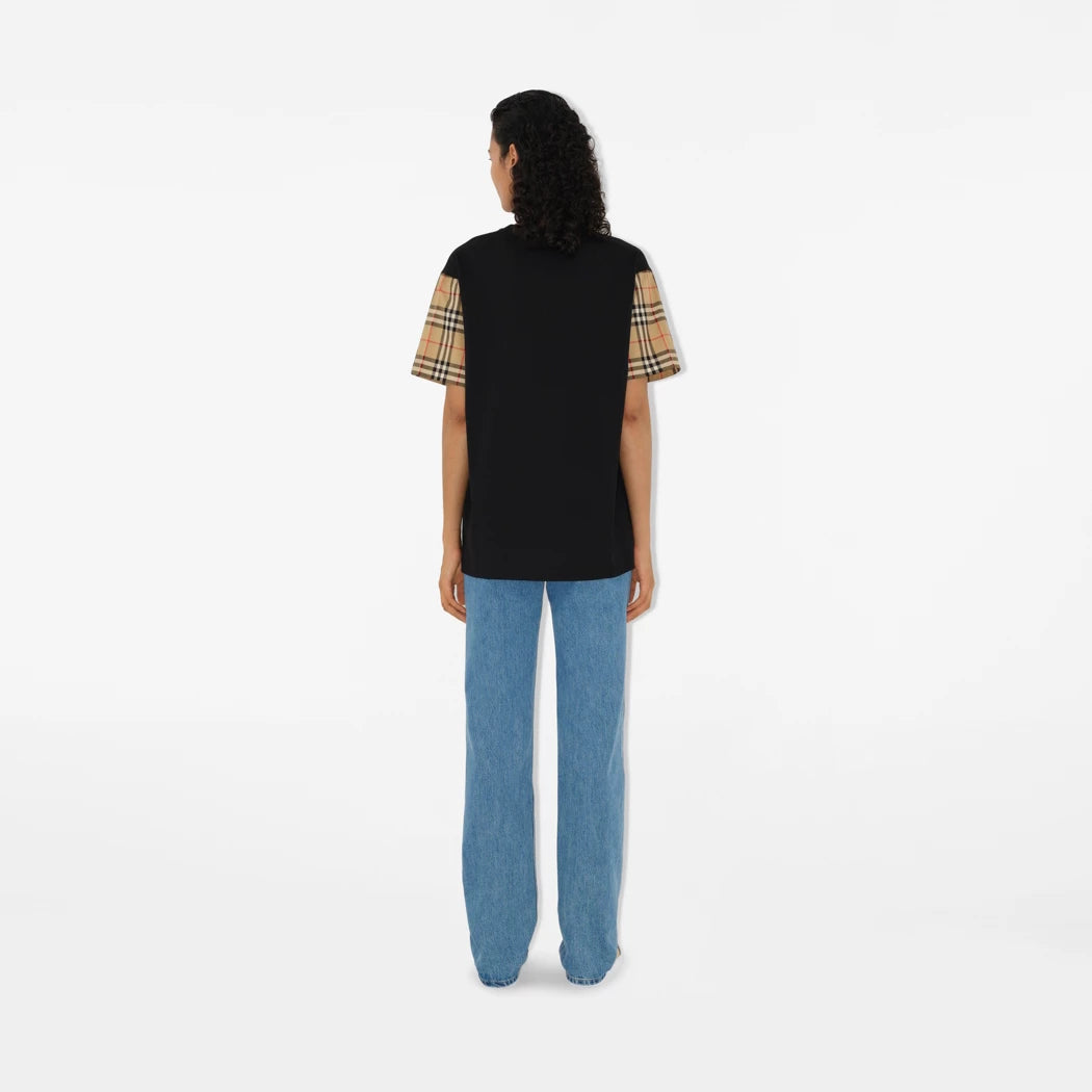 Burberry Check Sleeve Cotton T-shirt