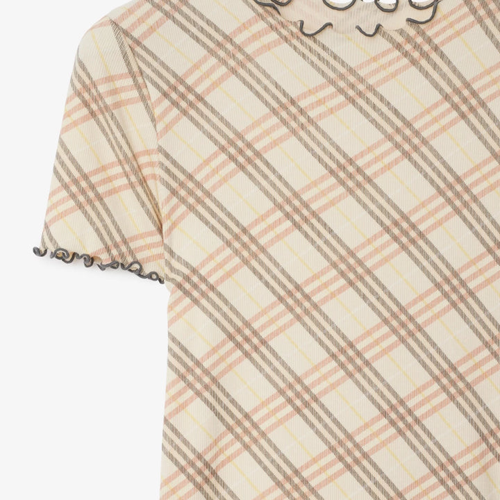 Burberry Check Stretch Cotton T-shirt