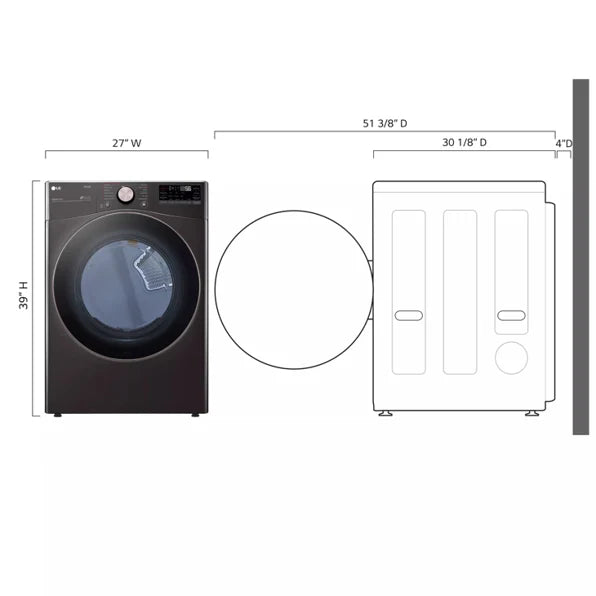 LG DLEX4000B 7.4 cu. ft. Ultra Large Capacity Smart wi-fi Enabled Front Load Electric Dryer with TurboSteam™ and Built-In Intelligence