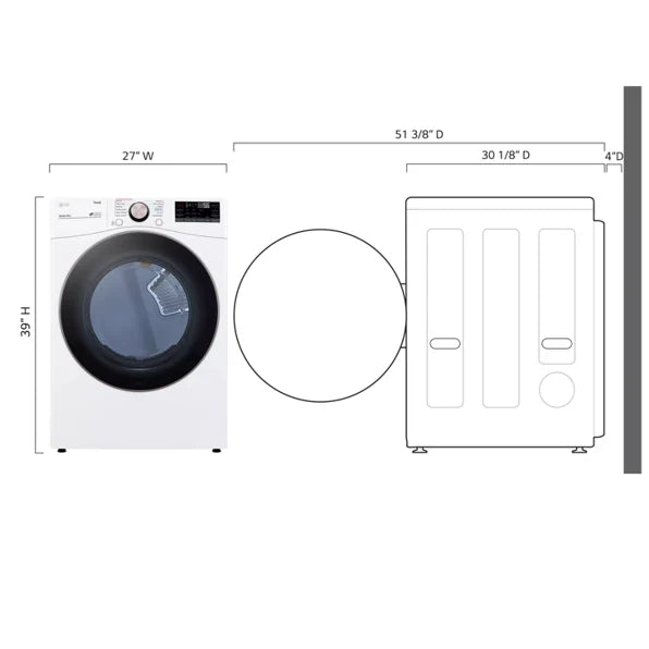 LG DLEX4000W 7.4 cu. ft. Large Capacity Front Load Electric Dryer - White