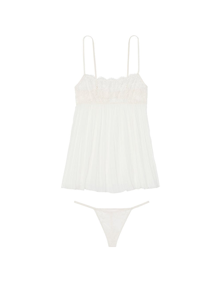 Victoria's Secret Dream Angels Dare to Dream Lace Pleated Babydoll Set
