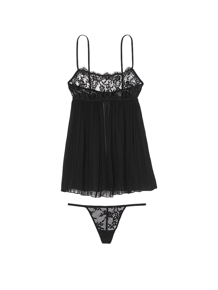 Victoria's Secret Dream Angels Dare to Dream Lace Pleated Babydoll Set