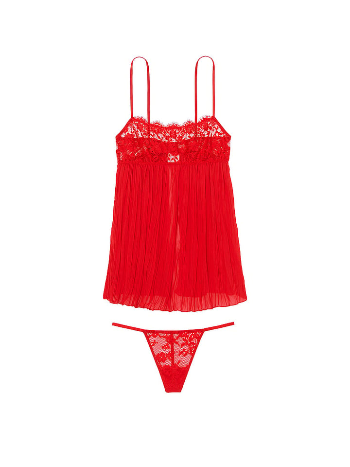 Victoria's Secret Dream Angels Dare to Dream Lace Pleated Babydoll Set
