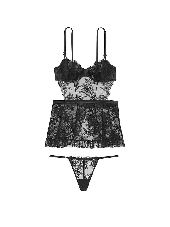 Victoria's Secret Very Sexy Wicked Unlined Rose Lace Apron Set