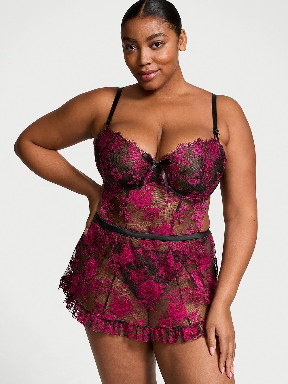 Victoria's Secret Very Sexy Wicked Unlined Rose Lace Apron Set
