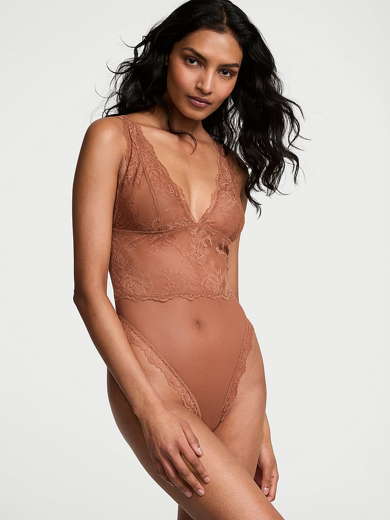 Victoria's Secret Very Sexy Sheer Rose Plunge Bodysuit