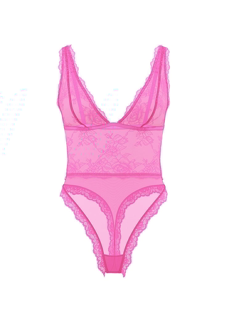 Victoria's Secret Very Sexy Sheer Rose Plunge Bodysuit