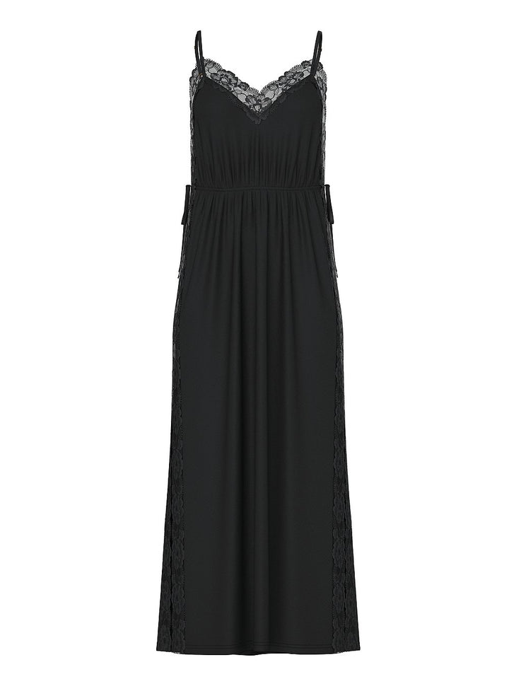 Victoria's Secret Ribbed Modal Lace-Trim Long Slip Dress