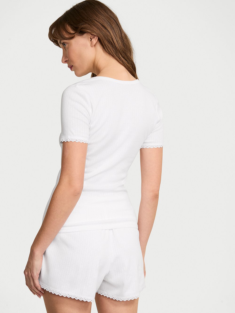 Victoria's Secret Pointelle Modal Henley Tee & Boxer Short Set