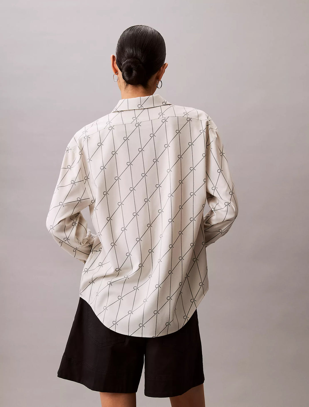 Calvin Klein Printed Tencel Blend Roll Tab Shirt