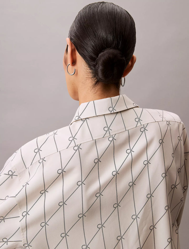Calvin Klein Printed Tencel Blend Roll Tab Shirt